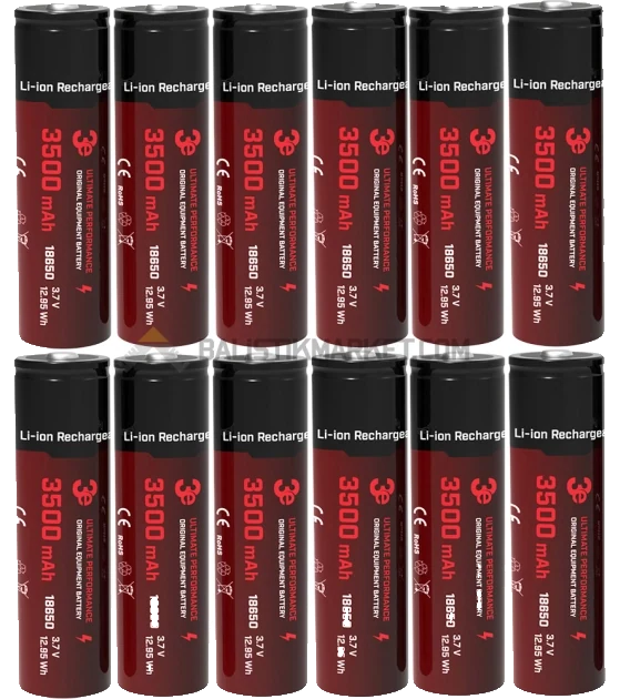 3E 18650 3500mAh Şarj Edilebilir Li-ion Pil (12 Adet)