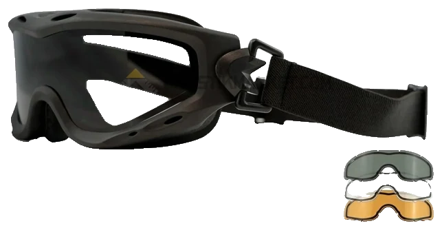 Wiley X Spear Dual Google Balistik Gözlük, Şeffaf/Gri/Turuncu Lens (Siyah)