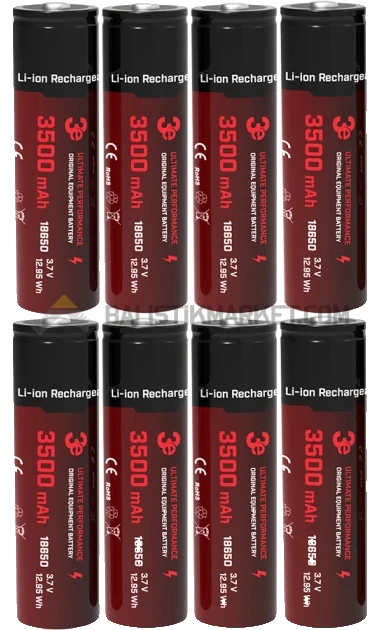 3E 18650 3500mAh Şarj Edilebilir Li-ion Pil (8 Adet)